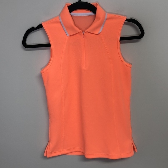 Athleta Match Point Polo‎ Tank Neon Orange XXS - Picture 2 of 8